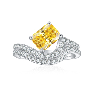 Custom Wholesaler Romantic Fine Jewelry Sparkling 925 Sterling <b>Silver</b> Emerald Cut Zircon Perfect Anniversary Engagement Party - Product Image 2