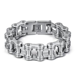 Cadena de Motocicleta Resistente para Hombre, Brazalete de Cadena de Bicicleta de Acero Inoxidable Color Plata Pulido, Joyería Masculina de Moda - Product Image 1