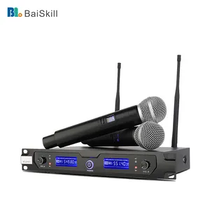 Fixed Frequency UHF Singing Mic BK-U9002 High Quality Dual Channel FM Wireless Microphone For Karaoke