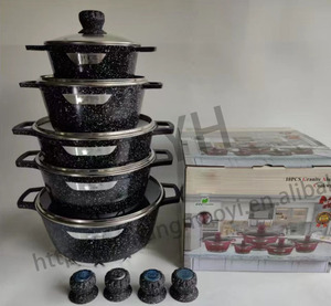 Chất lượng cao 10 cái <span class=keywords><strong>Cookware</strong></span> Set Granite không dính chết đúc nhôm Duty nặng nấu ăn nồi với Glass Bìa - Product Image 3