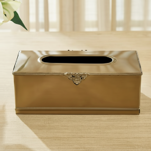 Portapañuelos cuadrado de oro antiguo con patrones de entramado texturizados. Disponible a precio de mayoreo al final del día. - Product Image 1