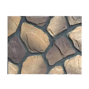 Custom random size black field stone wall panels faux cement mold artificial outside stone