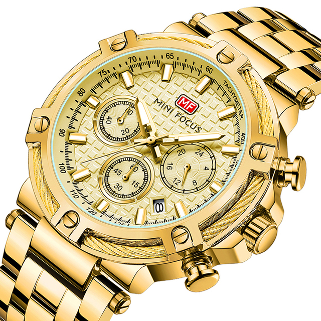 MINI FOCUS MF0470G Original Mens Watches Reloj Montre Calendar Waterproof Chronograph Multi Function Luxury Quartz Watch for Men