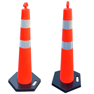 Дорожный столбик из ПЭ, светоотражающий, 110 см, красно-белый, 10 см, сигнальный столбик - Product Image 1