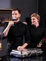 Uniforme de chef d'hôtel avec impression de logo personnalisé, veste de chef à manches longues, veste de chef de restaurant, veste de chef de boulangerie, vêtements de cuisine respirants