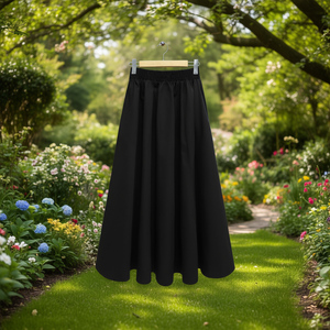 Poplin <b>Skirt</b> <b>With</b> <b>Elasticated</b> <b>Waist</b> Mid Length Women's <b>Skirt</b> - Product Image 3