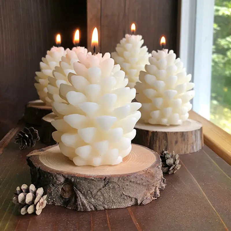 3D Christmas Pine Cone Silicone Candle Mold DIY Handmade Aromatherapy Gypsum Resin Pinecone Crafts Making Home Xmas Decoration