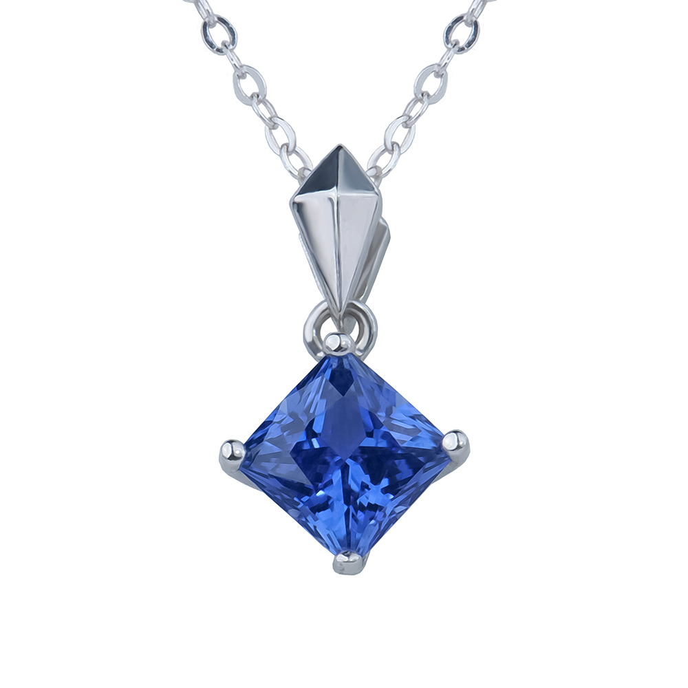 solitaire princess sapphite pendant