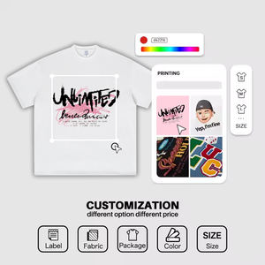 S1755 Nouveauté T-shirt unisexe 100% coton 270g délavé à l'acide surdimensionné avec col rond motif imprimé personnalisé - Product Image 4