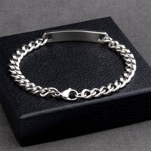Classique Gravé Logo Bijoux Cadeau En Acier Inoxydable <span class=keywords><strong>Gourmette</strong></span> Cubain Lien Chaîne Bracelet Pour Les Couples - Product Image 4
