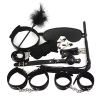 Set Erótico de 10 Piezas para Parejas, Kit de Bondage BDSM, Esposas, Látigo, Accesorios Fetichistas con Correas de Cuero, Juguetes Sexuales Exóticos