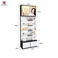 Étagère murale d'angle pour cosmétiques, cadre métallique, vitrine de présentation pour produits de soin de la peau avec écran numérique éclairé pour magasin de beauté
