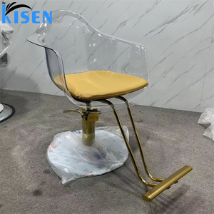 Kisen Contemporary Barber <b>Chair</b> Faux Leather Hydraulic Pump Height Adjustable Square Base Salon Furniture Vintage Professional - Product Image 4