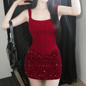 Robe de soirée rouge scintillante à paillettes pour femme, robe moulante de haute qualité, dos nu, sans manches, robe de soirée formelle - Product Image 4