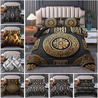 Ensemble de couette imprimé de style européen doré de luxe, ensemble de literie épais et moelleux pour toutes les saisons, chambre à coucher