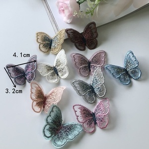 Petit patch en tissu de rayonne brodé papillon, accessoire de décoration pour vêtements <span class=keywords><strong>et</strong></span> coiffes tendance en organza, fait main pour couture DIY - Product Image 3