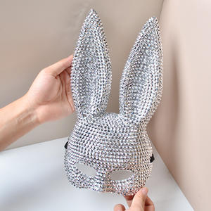 HLC ODM arc-en-ciel lapin diamant brillant Animal Cosplay lapin masque facial pour Pâques bal fierté <span class=keywords><strong>carnaval</strong></span> Bling <span class=keywords><strong>strass</strong></span> masques pour les yeux - Product Image 6
