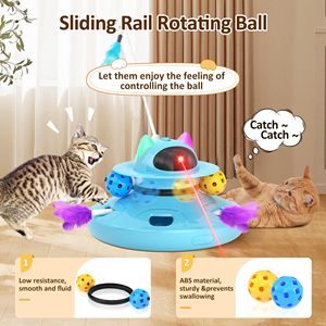 4 in 1 <b>Automatic</b> Interactive Plastic <b>Cat</b> <b>Toy</b> Rechargeable Indoor Kitten <b>Toys</b> with Feather and Track Balls - Product Image 5