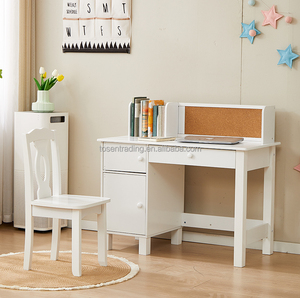 Muebles Infantiles de Madera para Interiores, Mesa de Estudio Infantil Interesante con una Silla, Color Blanco - Product Image 2