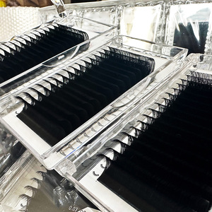 Fournitures d'extensions de cils en cachemire noir mat moelleux en gros 0,03 0,05 0,07 Extensions de cils individuelles en vison velours plateau - Product Image 1