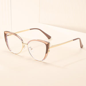 Montures optiques œil de chat Hl-81103 en plastique et métal, protection contre la lumière bleue, pour femmes, largeur de monture moyenne, pont nasal standard - Product Image 4