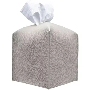 Hot Selling Pu Leather Tissue box Cover Square Tissue Holder Tissue Cover Box