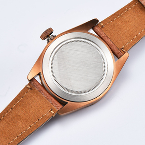 Nieuwe Heren Waterdichte Automatische Mechanische Horloges 41Mm Saffier Bruine Wijzerplaat Met Pvd <span class=keywords><strong>Case</strong></span> 22Mm Lederen Band Analoge Display - Product Image 4