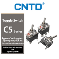 CNTD C521B/C5R21B Interrupteur à bascule miniature SPST Terminal à vis à 4 broches Interrupteur à manette momentané autobloquant 15A 250V 12mm