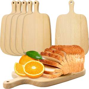 Planche à découper rectangulaire en hêtre massif naturel et biologique, pour pizza, pain, petit-déjeuner, avec poignée - Product Image 1