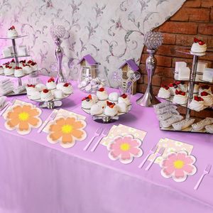 DAMAI - Juego de Vajilla para Fiestas de Cumpleaños de Niñas, Color Naranja, Rosa y Amarillo, Tema de Primavera y Verano, Platos y Vasos con Diseño de Margaritas - Product Image 2