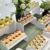 Présentoir de Luxe pour Traiteur de Mariage, Plateaux Rehausseurs Alimentaires, Ensemble de Présentation de Fête, Présentoir Buffet 4 Niveaux en Acrylique Blanc pour Anniversaire