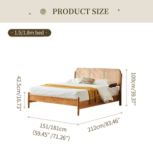 Japandi Rubberwood Frame French Rattan Headboard Kids / King Modern <b>Bed</b> for Hotel Bedroom Middle East Furniture TC1529 Crafted W - Product Image 4