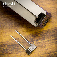 Nouveau Produit – Briquet à Cigare Classique de Voyage Coupe-Vent à Flamme Unique, Portable en Acier Inoxydable avec Support de Coupe en V, Rechargeable au Gaz