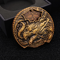 Feeron 7-en-1 Dragon RPG Gyro Metal DND Dice Polyhedral Rotating Tabletop Game Animal-Themed Antique Pattern Dice Cup Player