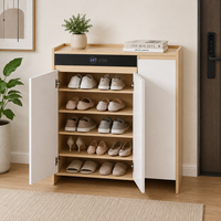 Meuble de rangement à chaussures multi-niveaux moderne en bois pour entrée, avec étagères réglables et grande capacité