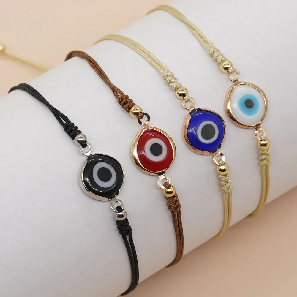 Go2boho Pulseira Turca Evil Eyes Moda Joias Mulheres Charme Cordão ajustável feito à mão Amizade Mulheres Homens Crianças Pulseira de miçangas de verão