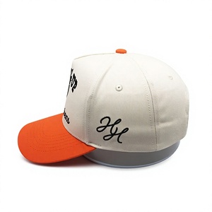 Gorra de béisbol bordada unisex de 6 paneles con visera naranja, transpirable e impermeable, de algodón, estilo deportivo, para venta al por mayor - Product Image 6