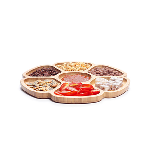 Plat de service alimentaire écologique à 7 sections, plateau à collation, assiette divisée en bambou - Product Image 3
