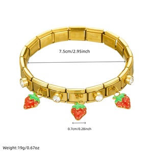 Strawberry Charm Bracelet Gold Plated Zinc Alloy Women's Jewelry Gift Fashion Accessory - Product Image 4