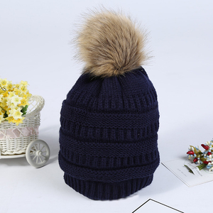 여성 비니 모피 공 모자 pom poms 겨울 모자 여성용 모자 니트 비니 모자 브랜드 뉴 두꺼운 여성 모자 - Product Image 3