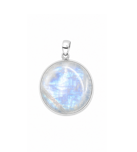 Pendentif Rond Pierre de Lune en Argent Sterling, Bijou Naturel Scintillant aux Nuances Bleues Douces, Collier Élégant en Pierre Précieuse Style Bohème - Product Image 1