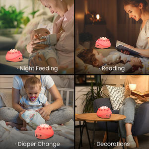 ICARER FAMILY RGB 16 couleurs mignon Anime hérisson Pat Silicone lumière lampe doux enfants veilleuse Portable nuit lampe pour chambre - Product Image 5