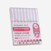 Marqueur acrylique liquide direct Languo M720-9 série rose, lot de 9 couleurs avec pointe souple pour créations artistiques