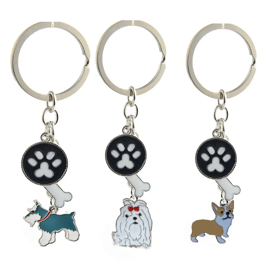 French Bulldog Keychains Cute Poodle Dog Key Chain Bag Charm Gifts For Women Kids Dog Lover