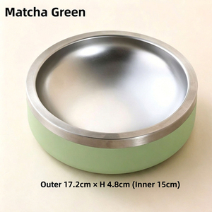 DF919 sus304 - Comedero para Mascotas de Acero Inoxidable Color Café con Leche, 17.2 cm de Diámetro Exterior, Plato de Alimentación Duradero de Doble Capa para Perros y Gatos - Product Image 4