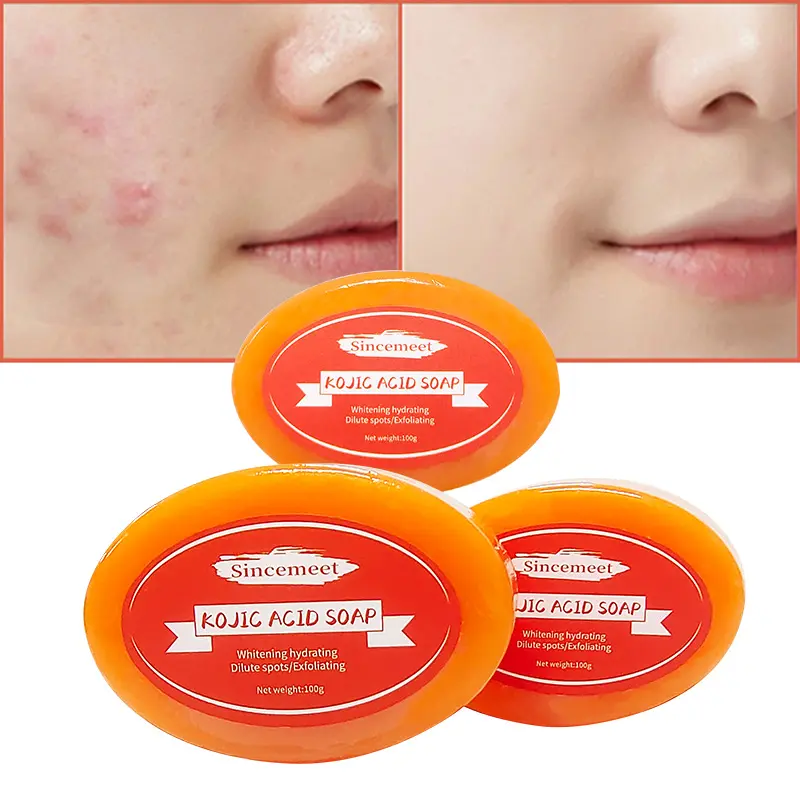 Etichetta privata logo personalizzato arancione naturale cura del corpo schiarente liscio sbiancante barra facciale sapone acido kojico