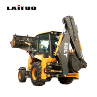 Laituo 3CX Excavator Mini Diesel 4x4 Wheel Loader dengan Mesin Yuchai Backhoe untuk Operasi Pertanian