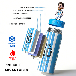 ZREGGUR Vaso Térmico Personalizable al por Mayor <span class=keywords><strong>de</strong></span> Acero Inoxidable <span class=keywords><strong>de</strong></span> 18oz, Botella Deportiva Aislada al Vacío a Prueba <span class=keywords><strong>de</strong></span> Fugas, Regalo para Fanáticos del Fútbol, <span class=keywords><strong>Messi</strong></span> - Product Image 4