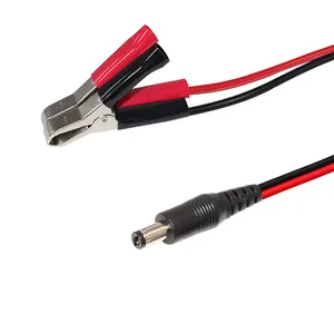 18AWG 12 Volt Extension Battery Dc Plug 5.5 2.1mm Male 30a Alligator Clips Auto Connector Panel power cable