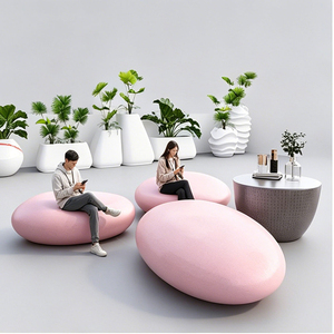 Custom Size Fiberglass Pebble Bench Modern Hospital Waiting Chair Unique <b>Stool</b> for Clinics - Product Image 1